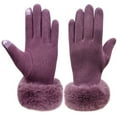 thumbnail image 1 of ManxiVoo Gants en Polyester avec Poignets pour Femmes Mode Hiver Chaude Poignée Confortable et Design Durable Violet, 1 of 3