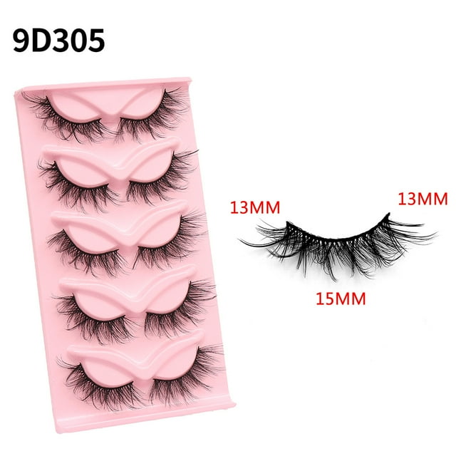 Nvzi 5 pares de pestañas de visón tenues, pestañas postizas de volumen natural y esponjosas, 9D305