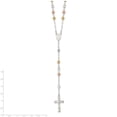 thumbnail image 4 of 925 Sterling Silver Rosaries Necklace Chain Tri-color Polished Textured Bead Rosary 26 inch, 4 of 5