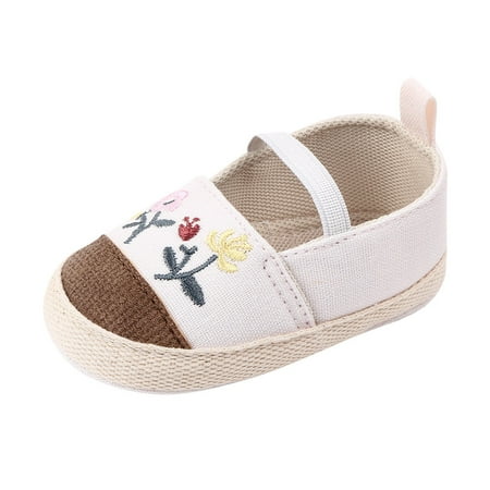 

Yinguo Baby Girls Boys Solid Flower First Walkers Soft Sole Shoes Sneakers White 11