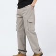 thumbnail image 6 of TKKCS Mens Cotton Cargo Pants Relaxed Fit Casual Outdoor Elastic Waist Straight Leg Work Pants with Multi Pockets Gray 3XL, 6 of 8