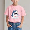thumbnail image 2 of FamilyThread Boys Short Sleeve T Shirts Kids Summer Crewneck Tops Shark Pattern Loose Fit Tees For 3-15Y, 2 of 6