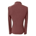 thumbnail image 5 of Women's Tops, Tees & Blouses Casual High Neck Knit Fitted Pullover T Shirt Blouse,Brick Red,S, 5 of 5