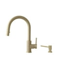 thumbnail image 3 of Stylish Ht 14”  Brushed Gold Single Handle Kitchen Faucet with Soap Dispenser K131GS01G, 3 of 11
