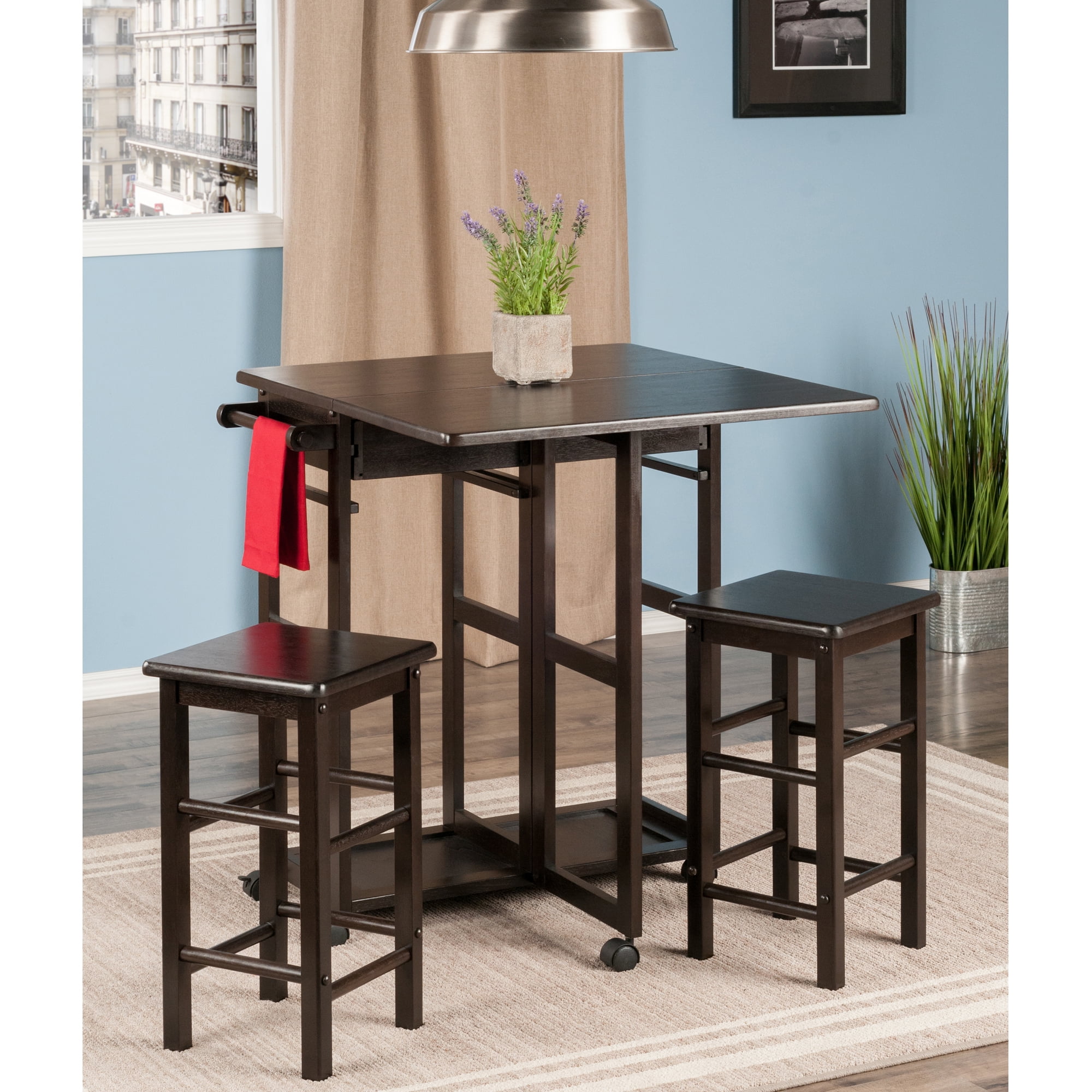 Winsome Wood Suzanne 3 PC Space Saver Set 2 Tuck away Stools