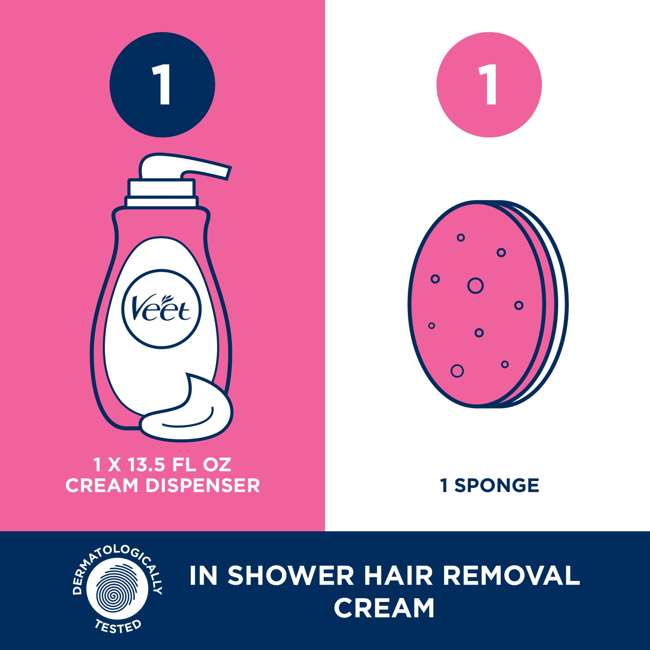 Veet Hair Removal Cream, In-Shower Body Hair Remover For Women, Sensitive Skin, 13.5 FL OZ