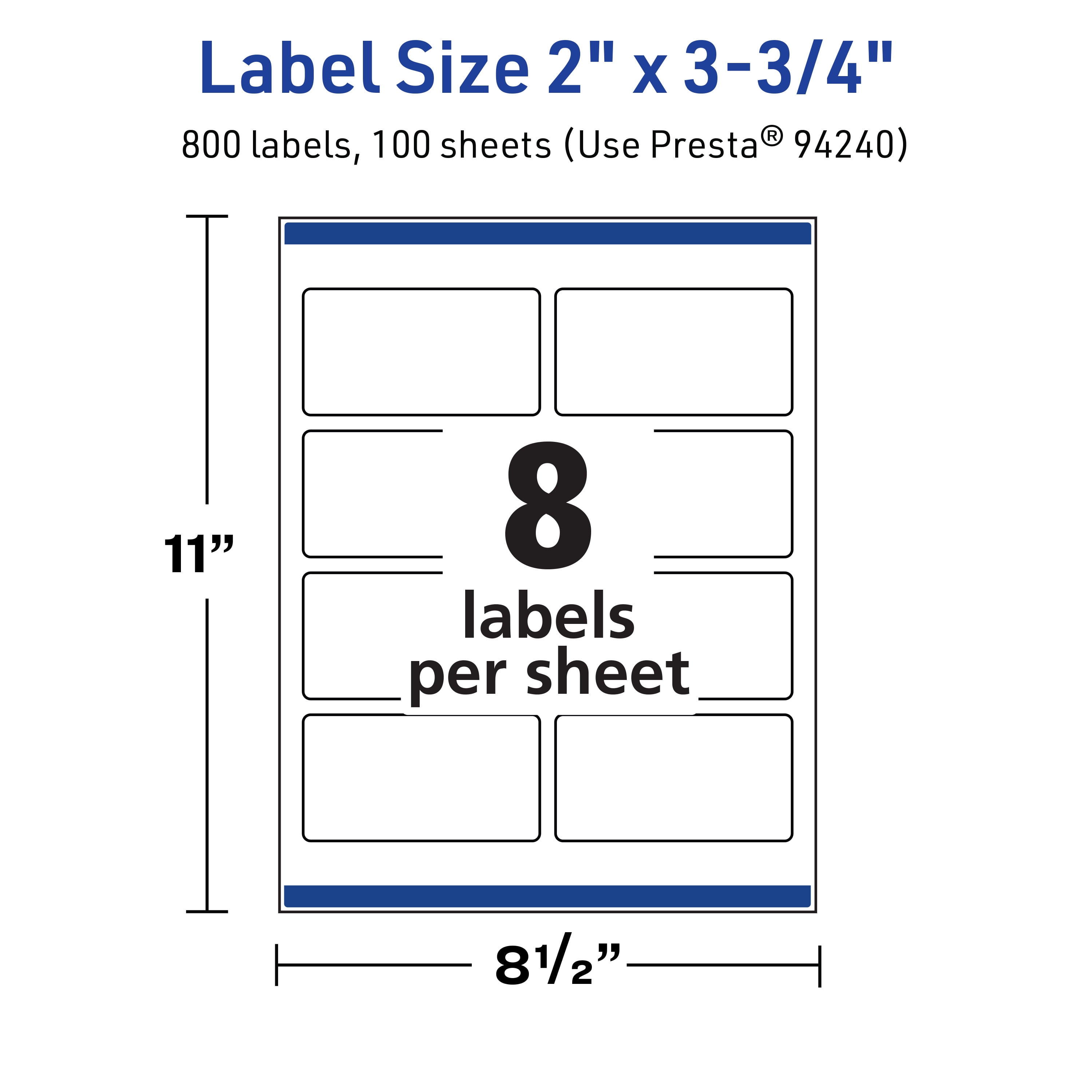 Avery TrueBlock Rectangle Labels, 2" x 3.75", 800ct