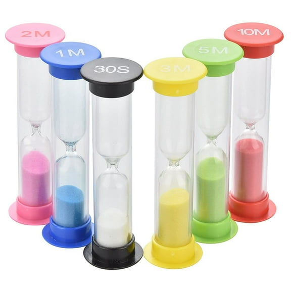 Sand Timer 6 Pcs Colorful Sandglass 10 mins /5 mins /3 mins /2 mins /1 mins /30 sec Sand Clock Timer Storage Box for Kitchen Cooking Kids