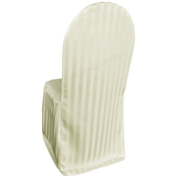 Wedding Linens Inc. Premium Striped Jacquard Polyester Banquet Chair Cover - Ivory