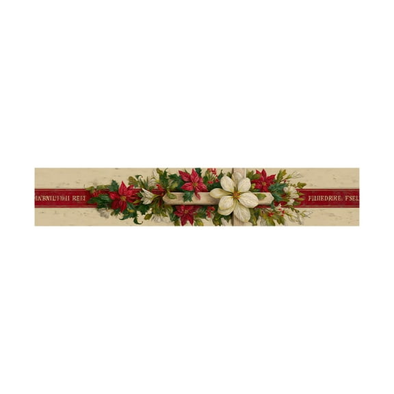 JeashCHAT Christmas Table Runner 13x72 Inch Poinsettia Christmas Flowers Garland Table Runner Christmas Decorations Party Supplies Holiday Kitchen Dining Table Decor