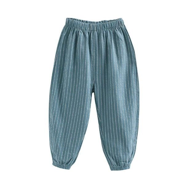 Odeerbi 2-10 Años Niños Niñas Algodón Bloomers Verano Rayas Jogger Pantalones Color Sólido Transpirable Linterna Pantalones Haren Pantalones