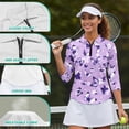 thumbnail image 6 of Uorisanigo Purple Butterfly Athletic Polo Workout Tops for Women Soft Fashionable Women's 3/4 Sleeve Athletic Golf Shirts Comfortable Dry-Fit Tennis Tops Workout Sports Daily Wear, 6 of 7