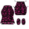 thumbnail image 5 of SCRAWLGOD Valentine's Day Decor Lip Heart Print Black 4 Pieces Gaming Chair Cover Stretchable Computer Chair Seat Slipcovers Universal Fit Gaming Chair Slipcovers with Armrest Covers, 5 of 7