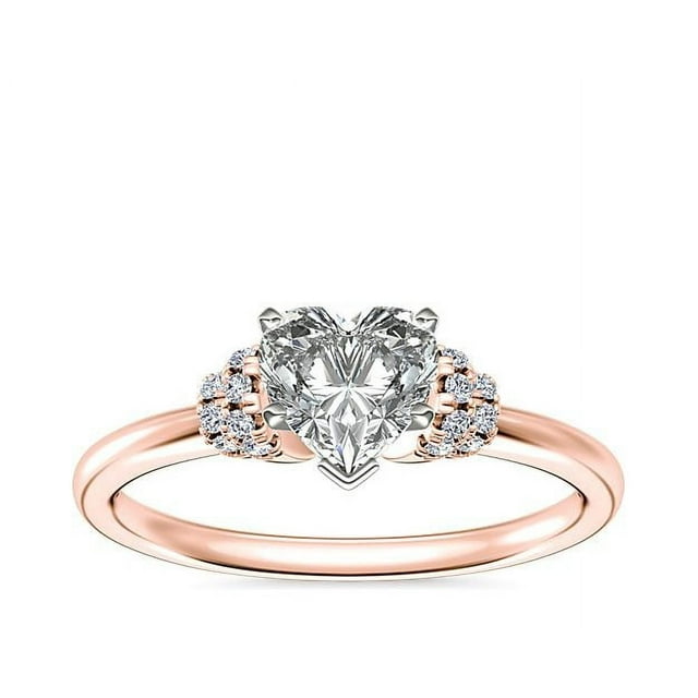 0.65 Carat Excellent Heart Cut Real Diamond New Design Solitaire Ring for Wedding Solid 18K Rose Gold Size 11