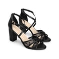 thumbnail image 3 of BLISSFUL STEP Women's Sandals Lace Block Heel Open Toe Crisscross Ankle Strap Heels Black 7, 3 of 7