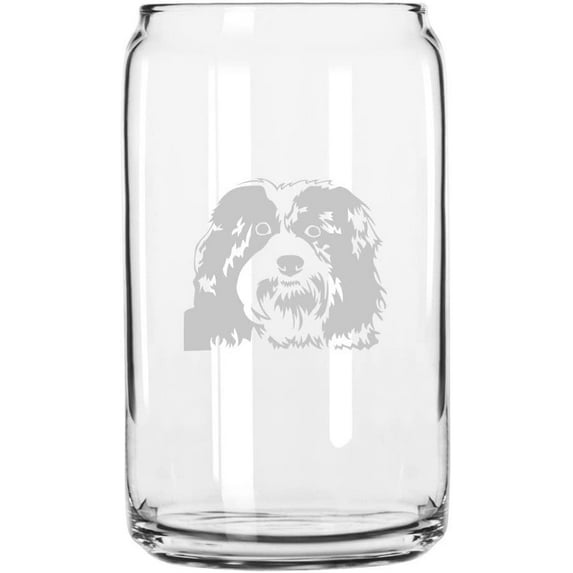 Havanese Dog Themed Etched All Purpose 16oz Libbey Can Glass