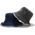 thumbnail image 6 of CoCopeaunts Denim Bucket Hat Retro Ripped Frayed Brim Basin Hat Fashion Street Comfort Fisherman Hat Spring Summer UV Protection, 6 of 8