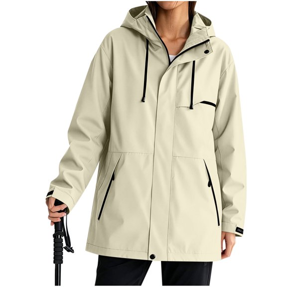 Women's Zipper Hoodie with Pockets Adjustable Drawstring Long Sleeves Camping Athletic Jacket XL