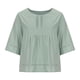 thumbnail image 4 of Top de mujer con cuello redondo y manga media - Camiseta lisa con costuras huecas - Tejido suave y elástico, informal/playa/fiesta, lavar a mano en frío, 4 of 6