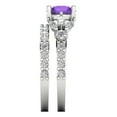 thumbnail image 3 of Clara Pucci 18K White Gold Round Cut 1.5Ct Natural Amethyst Engagement Ring + Matching Band - Luxury Box Included, 3 of 7