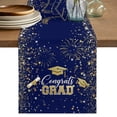 thumbnail image 2 of Blue Gold Graduation Cap Table Runner 16x72 Inch Graduates Celebration Fireworks Classic Cotton Linen Dining Table Runner Ideal for Dresser Kitchen Coffee Tables - Machine Washable, 2 of 9