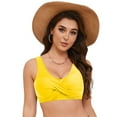 thumbnail image 4 of vigerkar Push Up Bikini Tops for Women Summer Swim Top Swimsuit Sexy V Neck Bikini Bathing Suit Top Only Yellow, M, 4 of 9