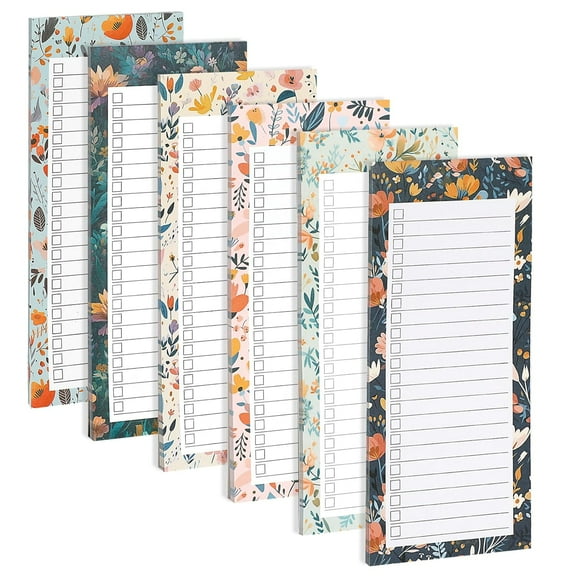 Floral Pattern Fridge Magnetic Notepad Shopping List Memo Pad Sticker Set
