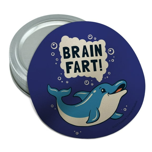 Brain Fart Dolphin Funny Humor Round Rubber Non-Slip Jar Gripper Lid Opener