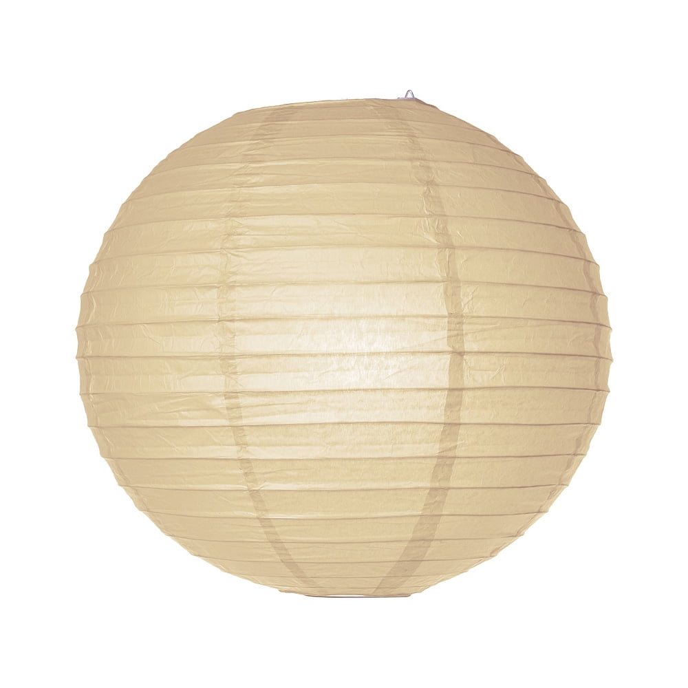 Luna Bazaar Premium Paper Lantern Clip On Lamp Shade 18 Inch Parallel Ribbed Straw Yellow Chinese Japanese Hanging Decoration For Parties