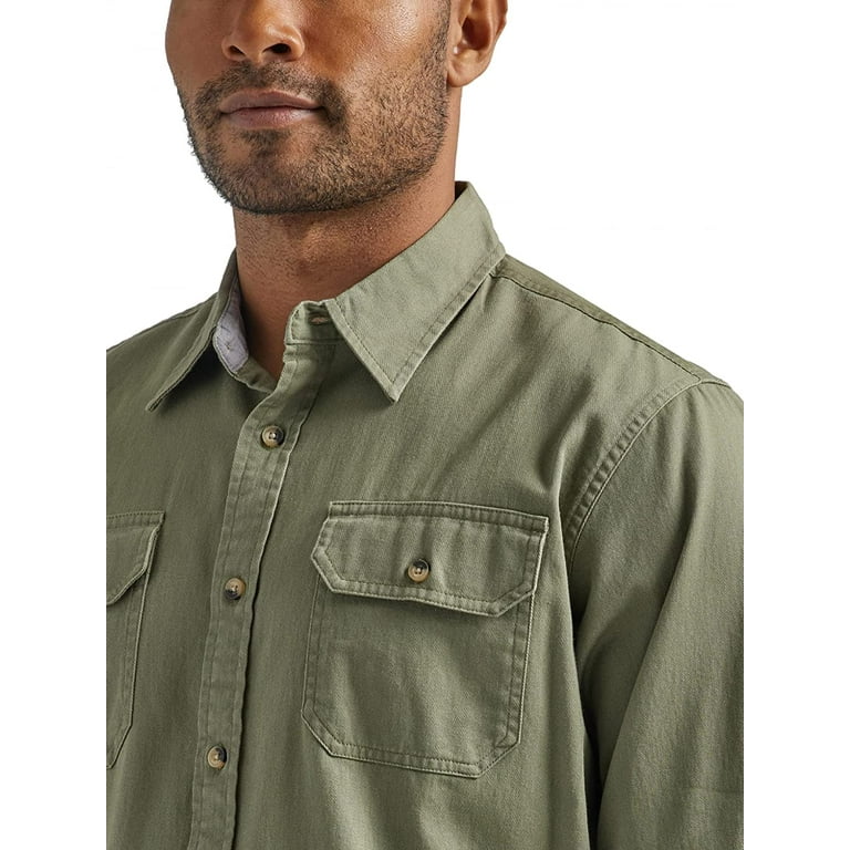 Wrangler Authentics Men's Long Sleeve Classic Woven Shirt, Burnt Olive,  XX-Large 