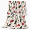 thumbnail image 2 of Cherries Olive Stems White Botanical, Cozy Friendship Quote Scene, Warm Flannel Blanket for Living Room and Reading Nook, Art Lovers Thanksgiving Gift, Artistic Home Decor, 2 of 9