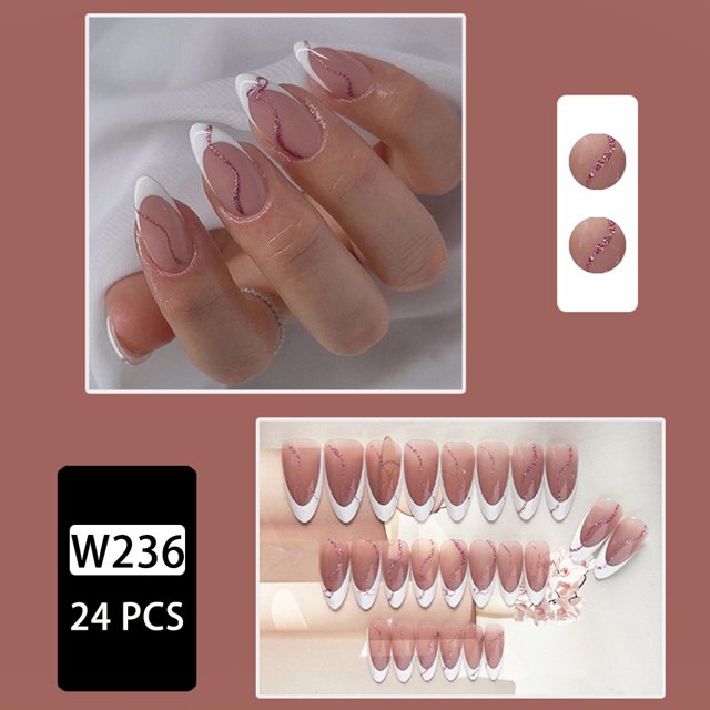 YUKEHUI 24 Piezas Por Caja Polvo Suelto Fresco Uñas Postizas Extra Largas Diseño De Arte De Europeo Extensión Impermeable Desmontable Juego De Parches