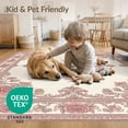 thumbnail image 4 of ODIKA 8'x10' Washable Area Rug Pink Symmetrical Vintage Decorative Faded Botanical Tug for Living Room, Under Sectional, Family , Durable, Non-Slip, 4 of 7