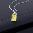 thumbnail image 3 of Gem Stone King 10K White Gold Yellow Lemon Quartz Pendant Necklace for Women (6.85 Cttw, Gemstone Birthstone, Emerald Checkerboard Cut 14x10MM, with 18 inch Chain), 3 of 5