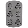 thumbnail image 2 of Wilton 6 Cavity Mini Cake Pan Mold, Christmas Tree & Gingerbread-Man Baking Pan, 2 of 4