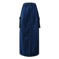 thumbnail image 4 of Denim Skirts for Women Y2K Jeans Skirt Girls Party Long Skirts Summer Maxi Skirts Casual A-Line Skirts Elastic High Waist Skirts Denim Pocket Jeans Skirts, 4 of 7