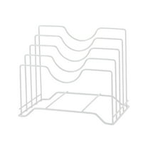 GQDIN Kitchen Pan Organizer and Pot Rack, 4-Slot Steel Holder for Thin Pans, Baking Trays, and Cutting Boards - Space-Saving Storage,Rustproof Metal Frame for Kitchen Cabinets/Countertops‌