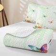thumbnail image 4 of Manfei Kawaii Butterfly Quilt King,Floral Stripe King Coverlet Set,3 Pieces,1 Bedspread and 2 Pillowcases, 4 of 7