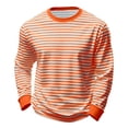 thumbnail image 3 of MDUKONU Men's Striped Shirts Long Sleeve, T-Shirt Crewneck Cotton Blend Stripes Top Casual Tee Orange M, 3 of 5