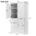 thumbnail image 4 of Tcbosik Large Storage Cabinet with 3 Drawers and 3 Doors, 62 inch Tall Bathroom Cabinet with Adjustable Shelf, Kitchen Cupboard for Living Room, Dining Room, White, 4 of 11