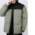 thumbnail image 4 of Mens Puffer Jacket Thickened Winter Coat Warm Hooded Stand Collar Color Block Zip Up Down Filled Ski Bubble Coat, 4 of 7