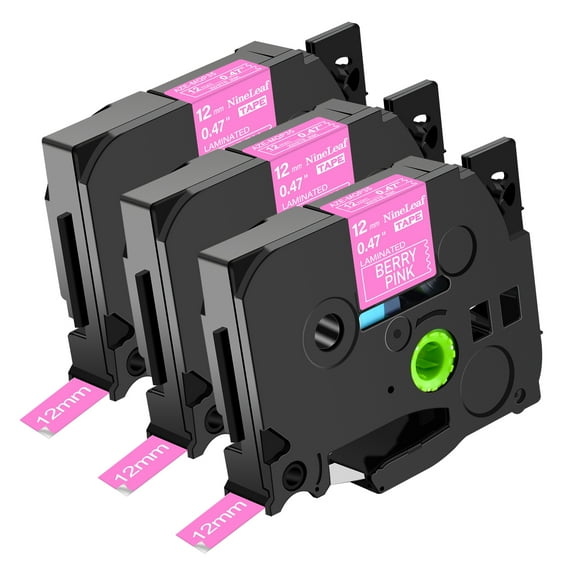 NineLeaf 3 Pack Compatible for Brother P-touch TZe-MQP35 TZ-MQP35 12mm 1/2'' White on Berry Pink Laminated TZe TZ Label Tape 0.47" x 16.4ft