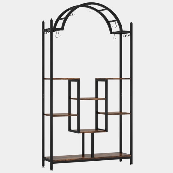 TribeSigns Arched Plant Stand, 74.8" Flower Stands with Hanging Hooks