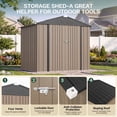 thumbnail image 2 of Homall 6 x 4 ft Outdoor Metal Storage Shed, Garden Tool Shed with Floor Frame & Lockable Double Doors for Backyard, Patio, Lawn, Brown, 2 of 6