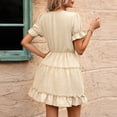 thumbnail image 5 of Blmnix A Line Dresses Women Dresses Fit & Flare Lace Dress Under Dresses Mini Beige Short Sleeve V-Neck Adjustable Cuff Summer Dress for Women,XXL, 5 of 7
