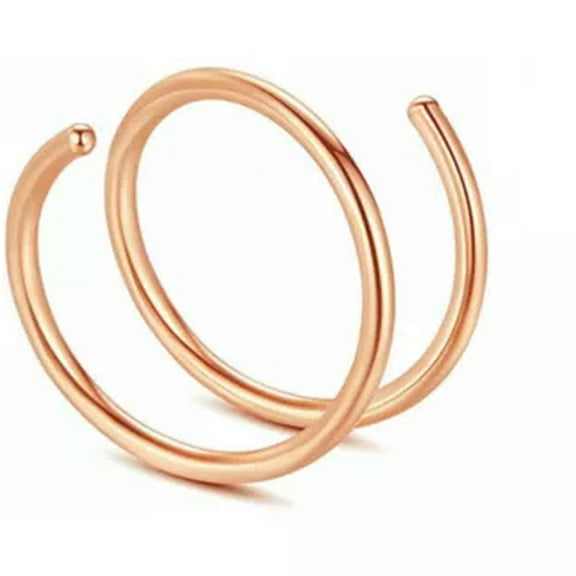 EOEMY 3Pcs Double Spiral Ring Stainless Steel Ear Lip Silver Gold Nose Hoop Piercing /-Rose Golden-0.8*8mm-3Pc