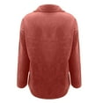 thumbnail image 5 of IROINNID Women's Corduroy Jacket Turndown Lapel Solid Color Long Sleeve Loose Pockets Buttons Tops Outerwear Jacket Coat, Watermelon Red, 5 of 5