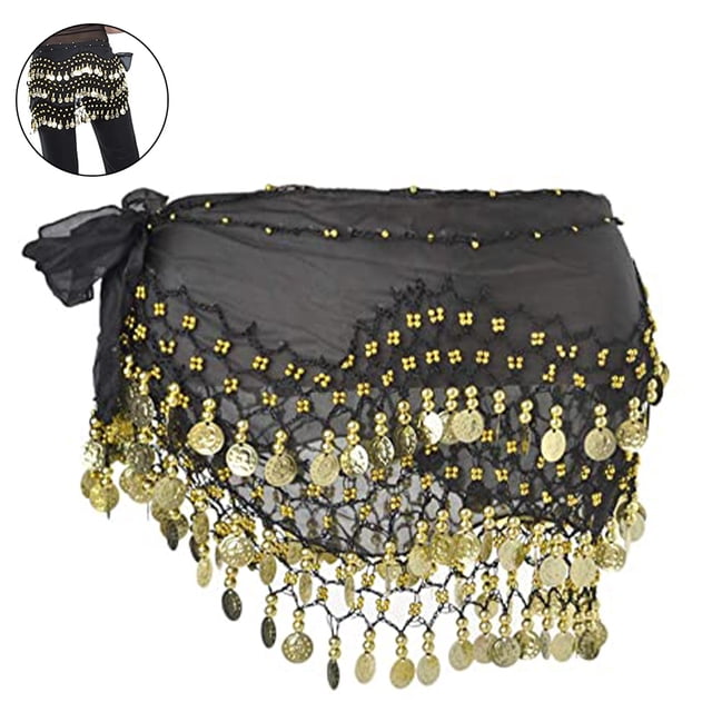 Pañuelo de cadera para danza del vientre, pañuelo de danza del vientre para mujer con faldas de monedas para danza del vientre, zumba o clase de yoga