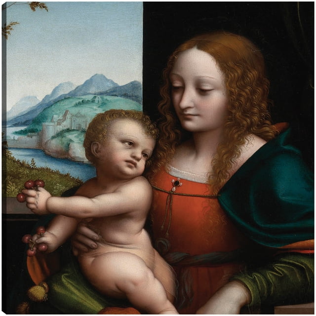 Cuadro Decorativo - Giampietrino Virgen de las Cerezas detalle Jr Impresión en canvas, estrechado.