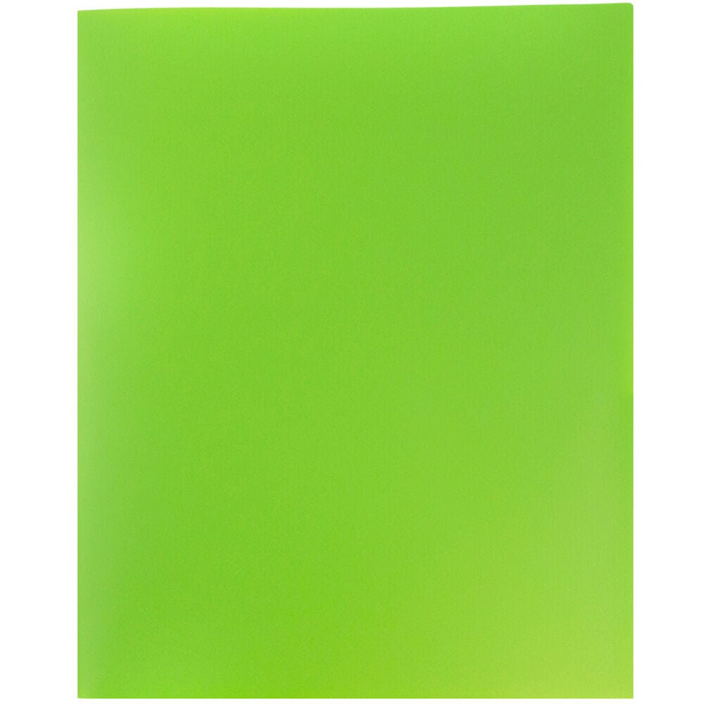 JAM Paper Plastic 2 Pocket POP Folders, School Folders, Lime Green, Bulk 144/Box